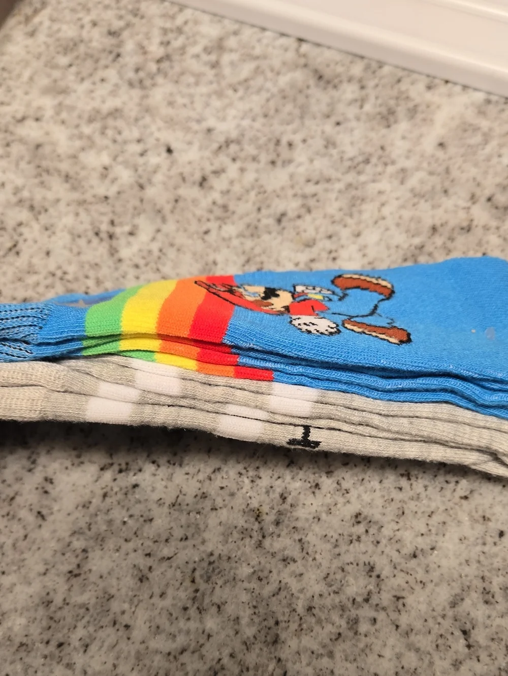 🖤5/$20🖤 Nintendo Super Mario Crew Socks - Light Blue with Rainbow Stripes